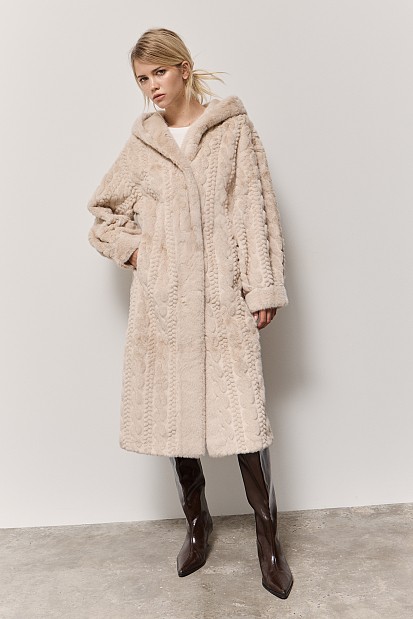 Longline faux fur hooded