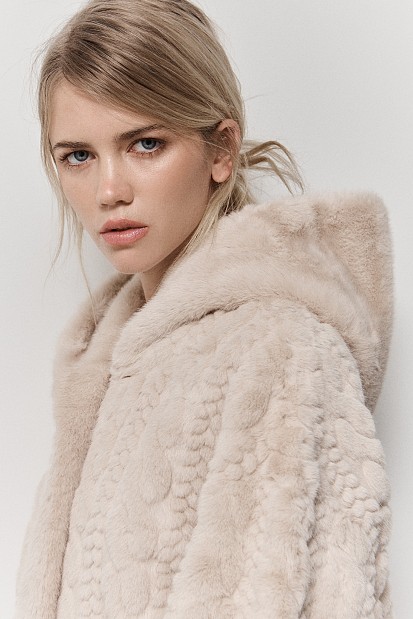 Longline faux fur hooded