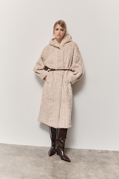 Longline faux fur hooded