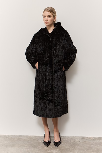 Longline faux fur hooded