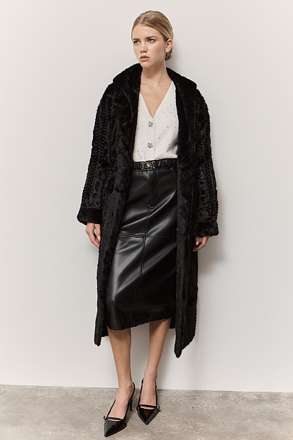 Longline faux fur hooded