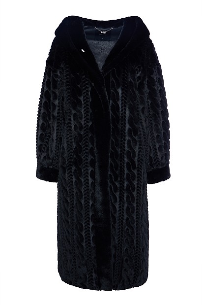 Longline faux fur hooded