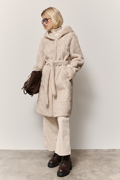 Longline faux fur coat