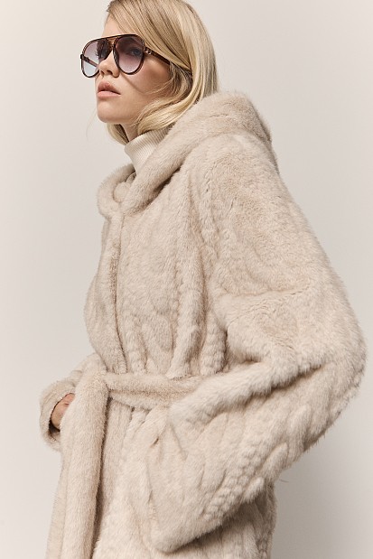 Longline faux fur coat