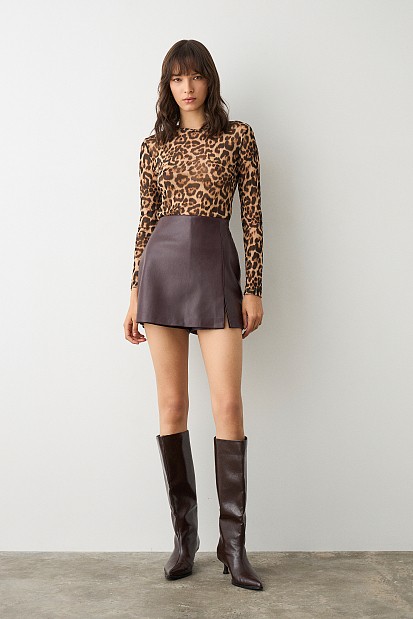 Leather look skorts