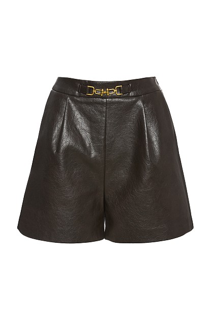 Leather look shorts with buckle