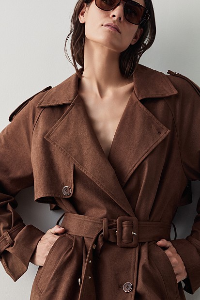 Suede μακριά καπαρτίνα