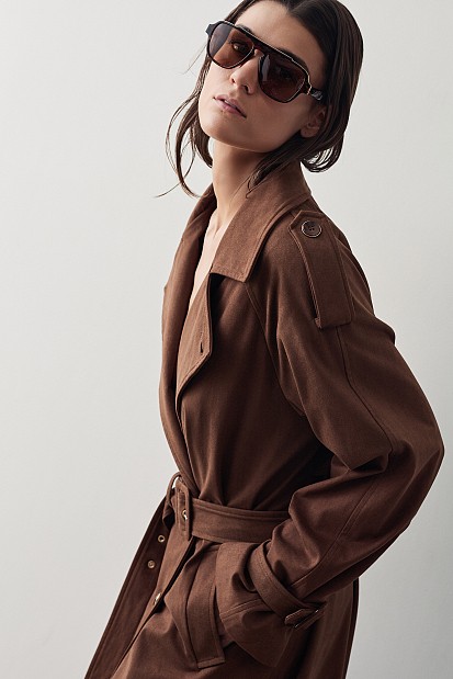 Suede μακριά καπαρτίνα