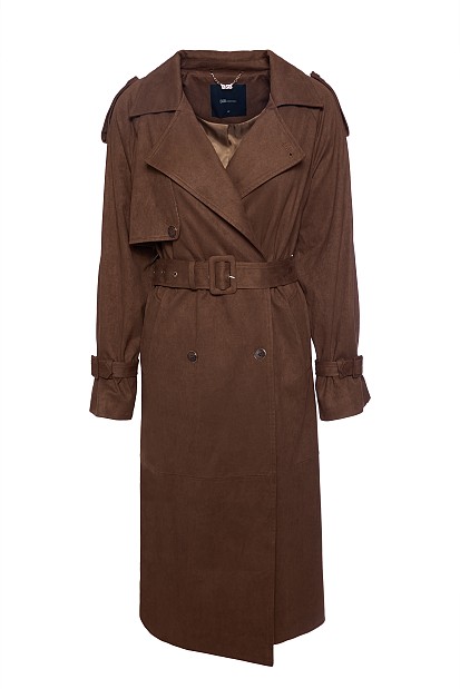 Suede μακριά καπαρτίνα