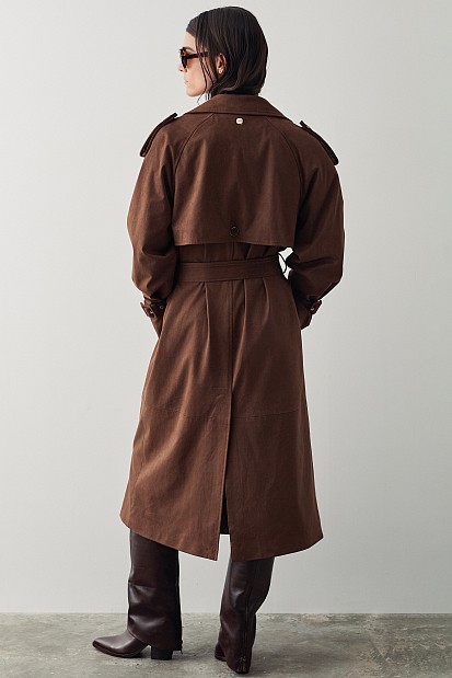 Suede μακριά καπαρτίνα