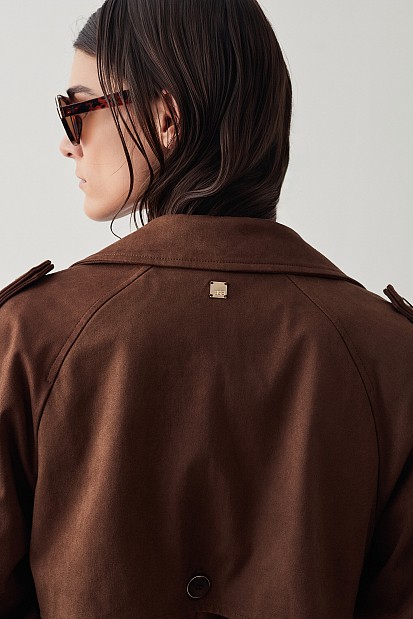 Suede μακριά καπαρτίνα