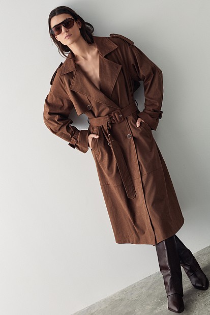 Suede μακριά καπαρτίνα