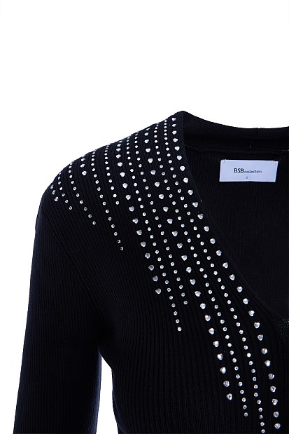 V sweater with rhinestones