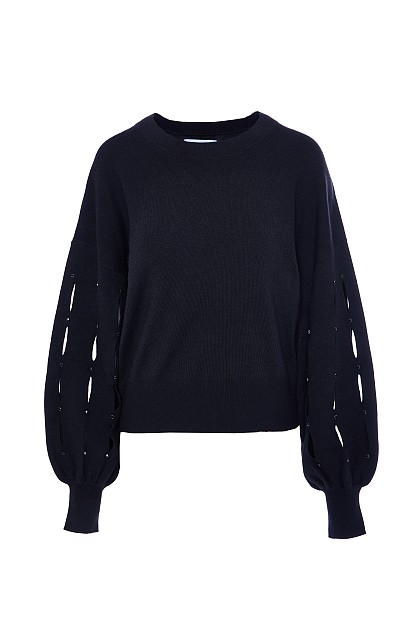 Sweater with cut outs on the sleeves