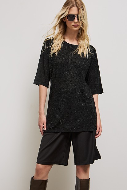 Μακριά μπλούζα με στρας και λούρεξ