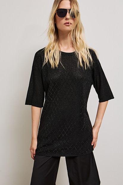 Μακριά μπλούζα με στρας και λούρεξ