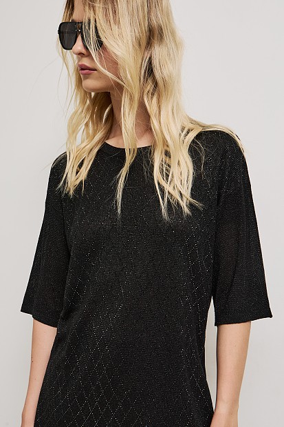 Μακριά μπλούζα με στρας και λούρεξ