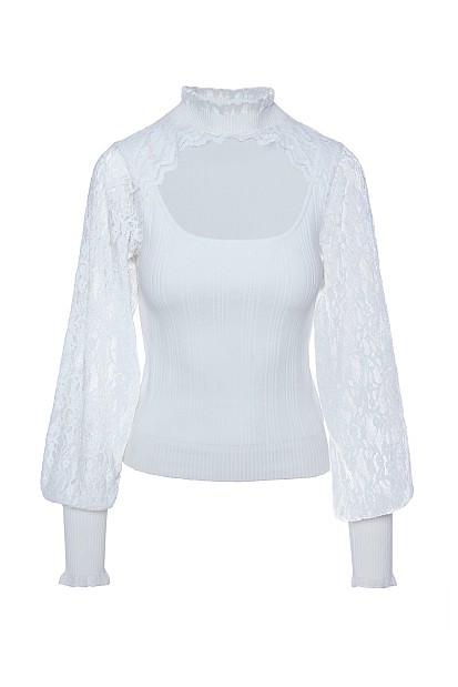 Cut-out sweater with lace