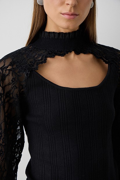 Πουλόβερ cut-out με δαντέλα