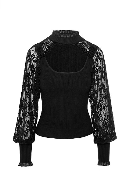 Πουλόβερ cut-out με δαντέλα