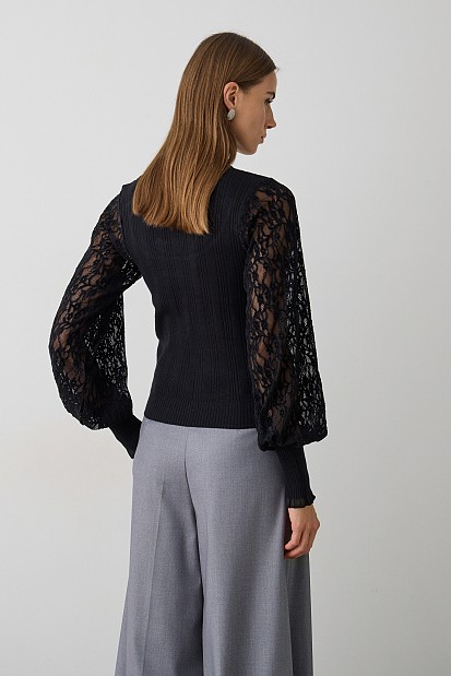 Πουλόβερ cut-out με δαντέλα