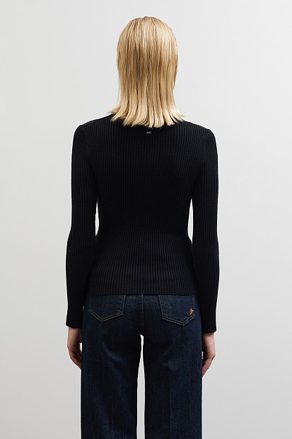 Rib sweater with sheer