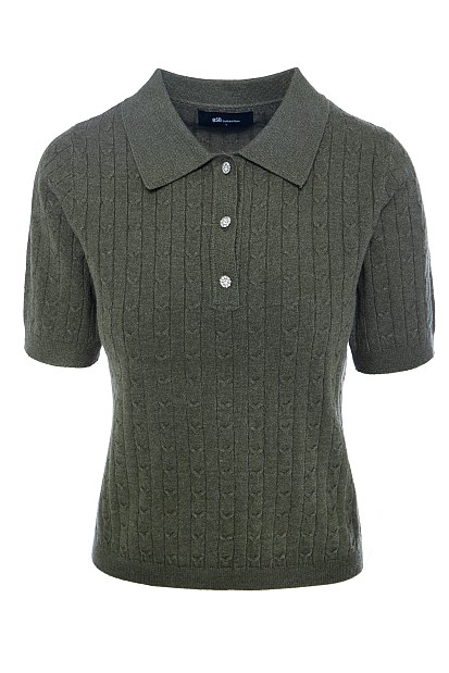 Short sleeves sweater with collar