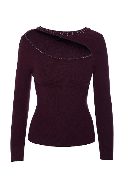 Cut out sweater with beads