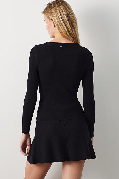 Cut out sweater with beads