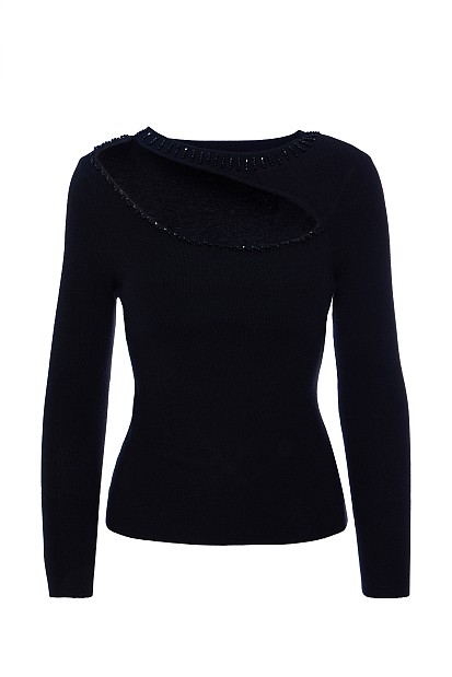 Cut out sweater with beads