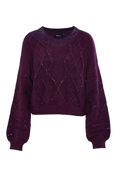 Chunky sweater with rhinestones