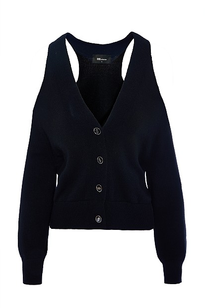 Sweater with buttons and cut out