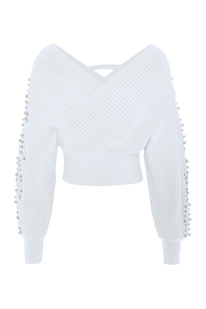 Wrap sweater with beads