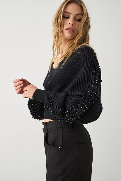 Κρουαζέ πουλόβερ με χάντρες