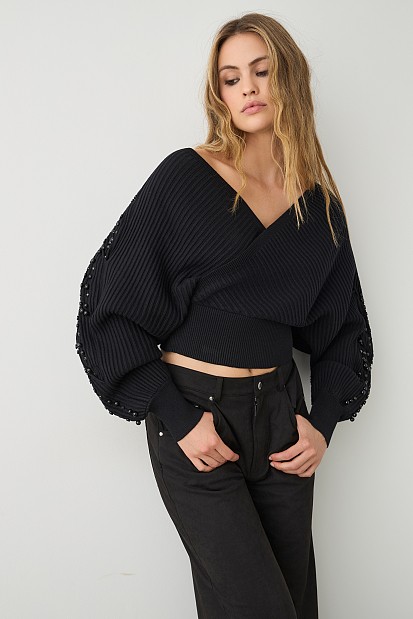 Κρουαζέ πουλόβερ με χάντρες