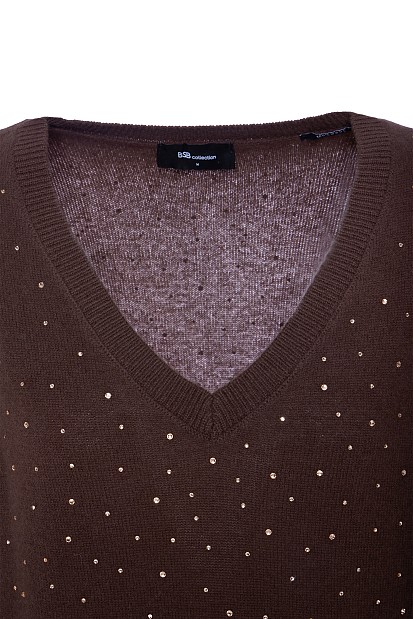 Wool sweater with rhinestones