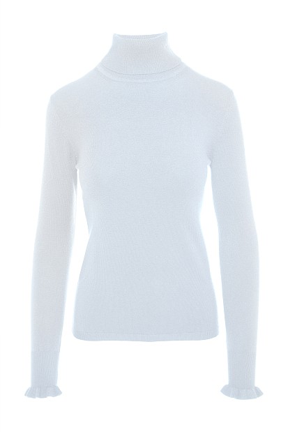 Turtleneck sweater with frills on the sleeves