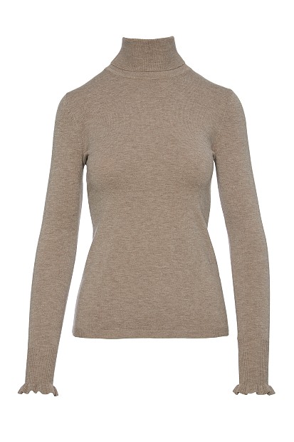 Turtleneck sweater with frills on the sleeves