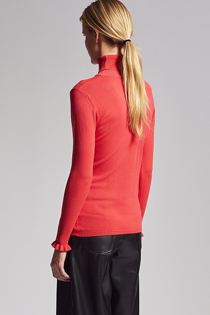 Πουλόβερ ζιβάγκο με βολανάκι στα μανίκια