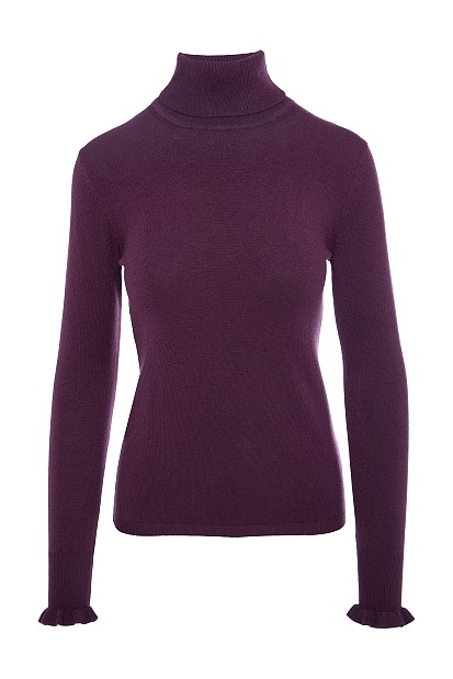Turtleneck sweater with frills on the sleeves