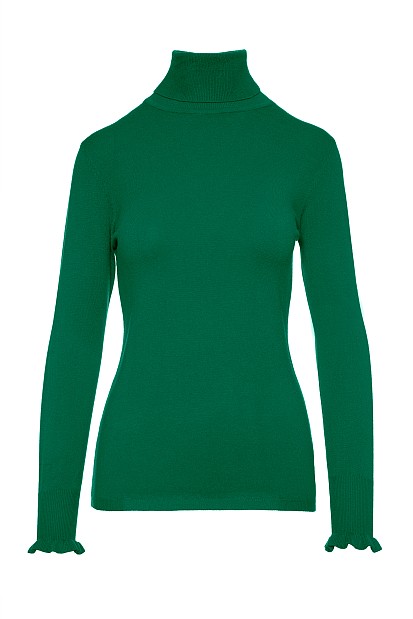 Turtleneck sweater with frills on the sleeves