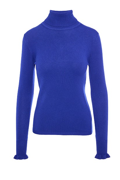 Turtleneck sweater with frills on the sleeves