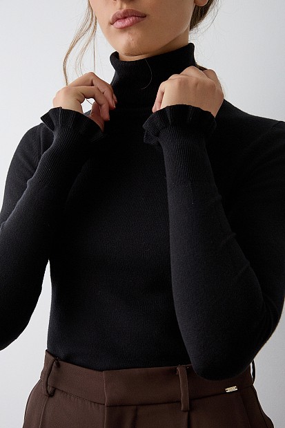 Πουλόβερ ζιβάγκο με βολανάκι στα μανίκια