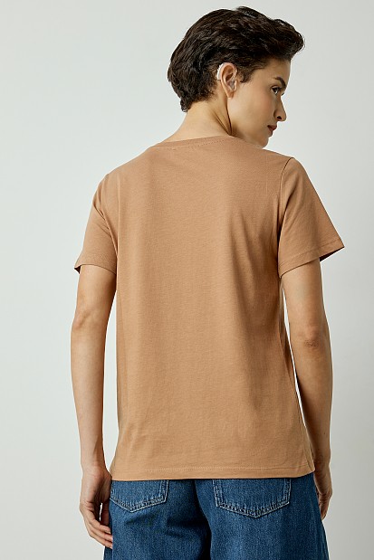 T-shirt with print and rhinestones