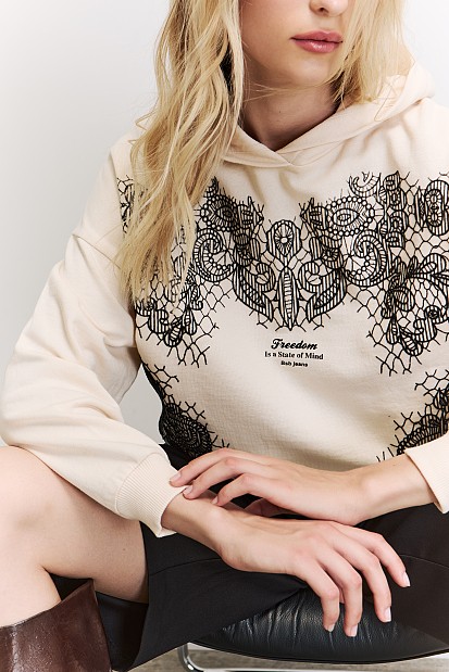 Hoodie with embossed print