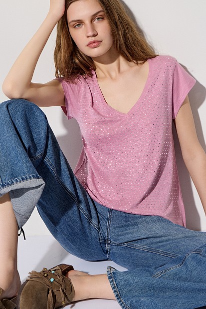 V-neck τοπ με στρας