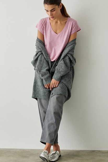 V-neck τοπ με στρας