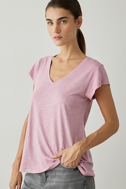 V-neck τοπ με στρας