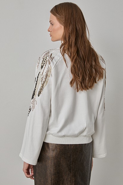 Sweatshirt with embroidered sleeves