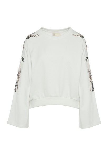 Sweatshirt with embroidered sleeves